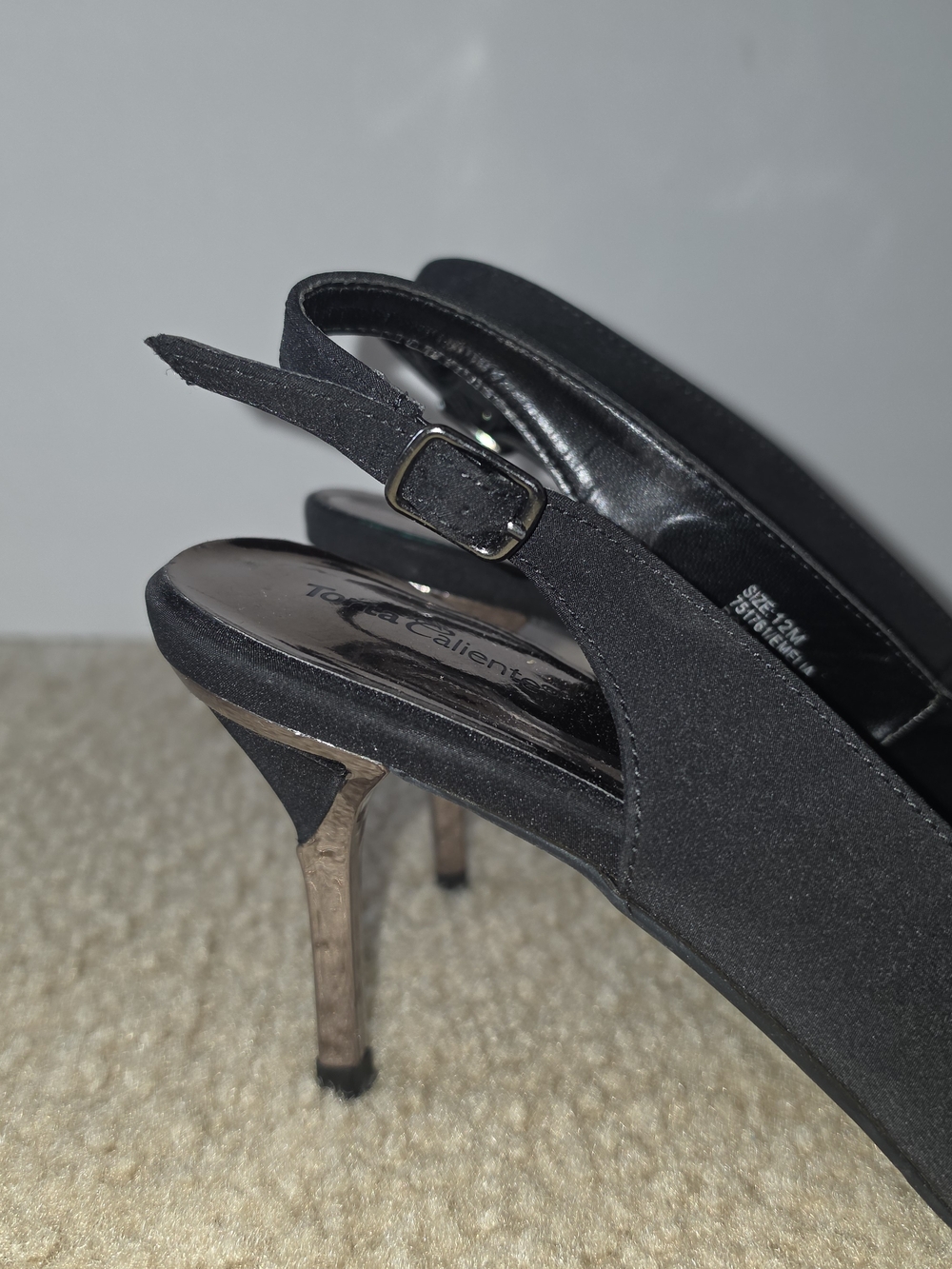 Black Bow Slingback Heels with Metallic Stiletto Size 12 - Picture 7 of 8
